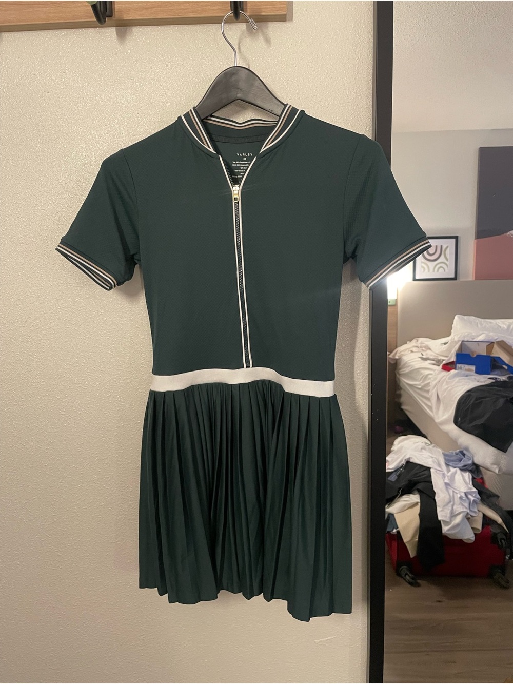 NWT Varley Lainey Court Dress in GRGA green/gray. Size XS.
